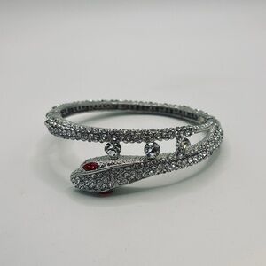 Snake and Rhinestone Bangle; 7 inches